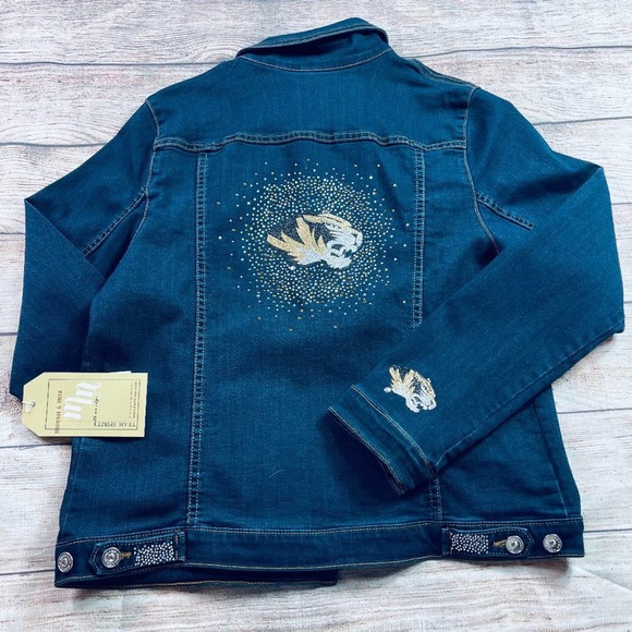 NWT Meesh&Mia Bling Denim Jacket Mizzou - Picture 1 of 8